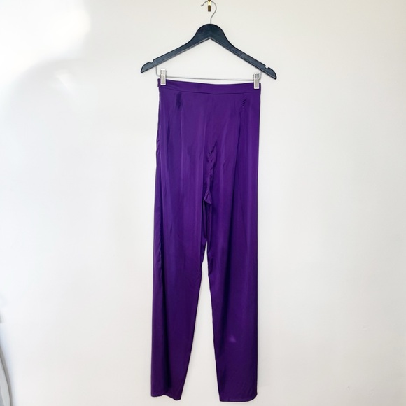 Nasty Gal Women Satin Flare Pant  - Size 6 - Purple - Picture 6 of 9